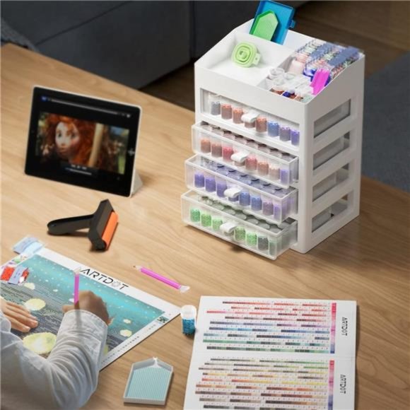 Storage Containers for Diamond Painting Accessories,Art Bead Organizer 4 Drawers - Picture 7 of 8